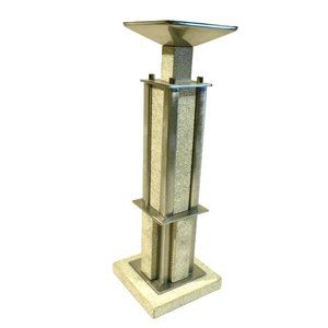 Candleholder Pillar Candles Modern Stone an Metal Architectural Geometric Design